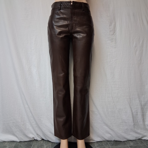 Banana Republic Denim - Banana Republic Dark Brown Straight Leg Vegan Leather Pant  Size 6